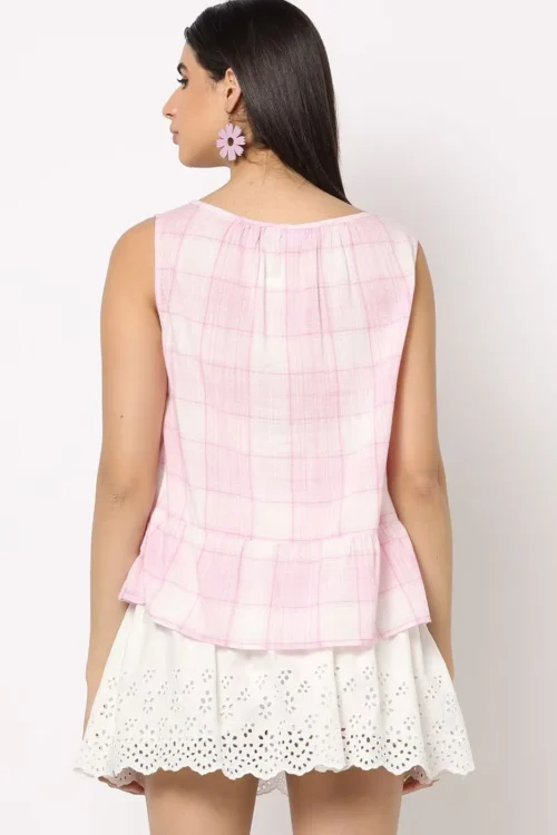 GAP Checked Peplum Top