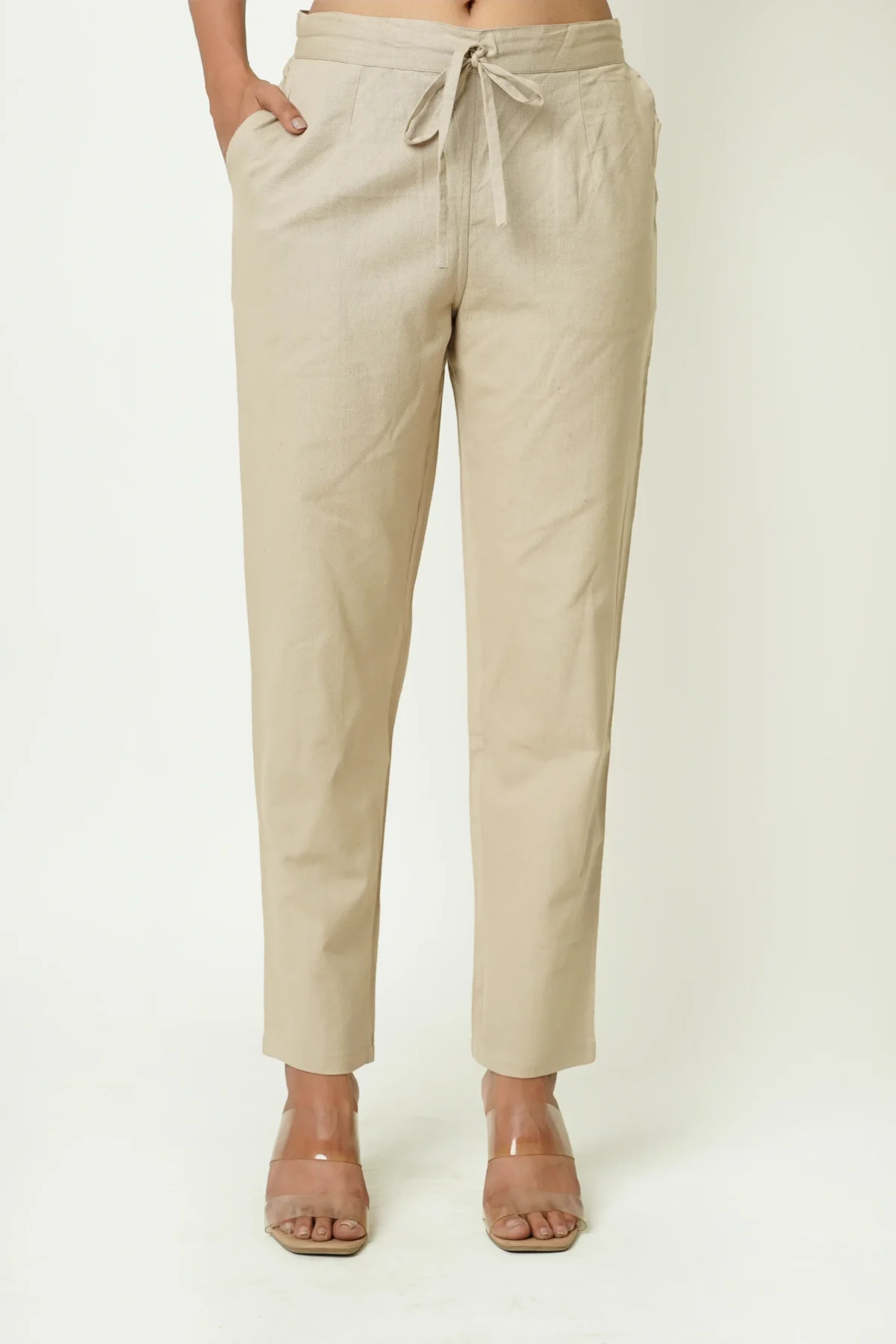 Beige Cotton Women’s Trouser