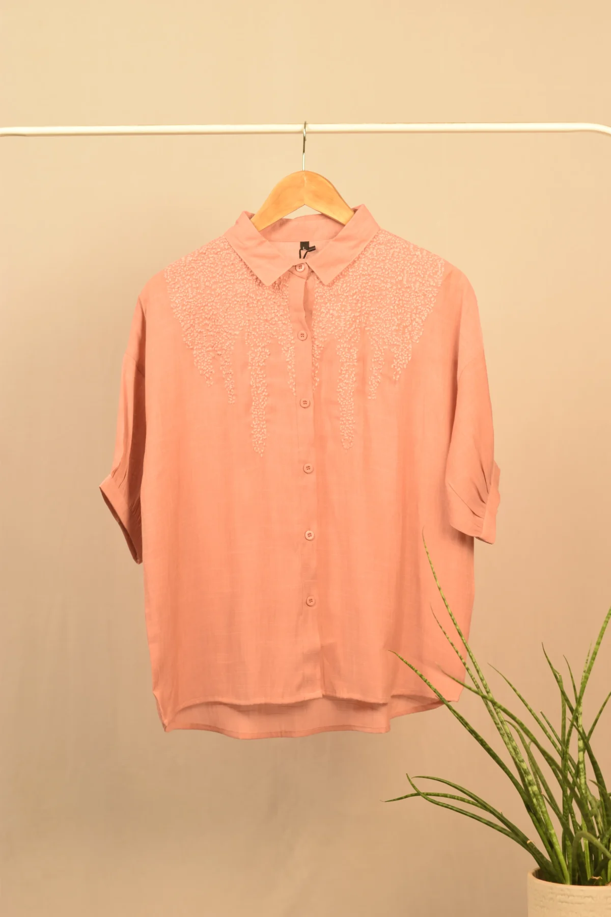 Lite Pink Embroidered Shirt Women