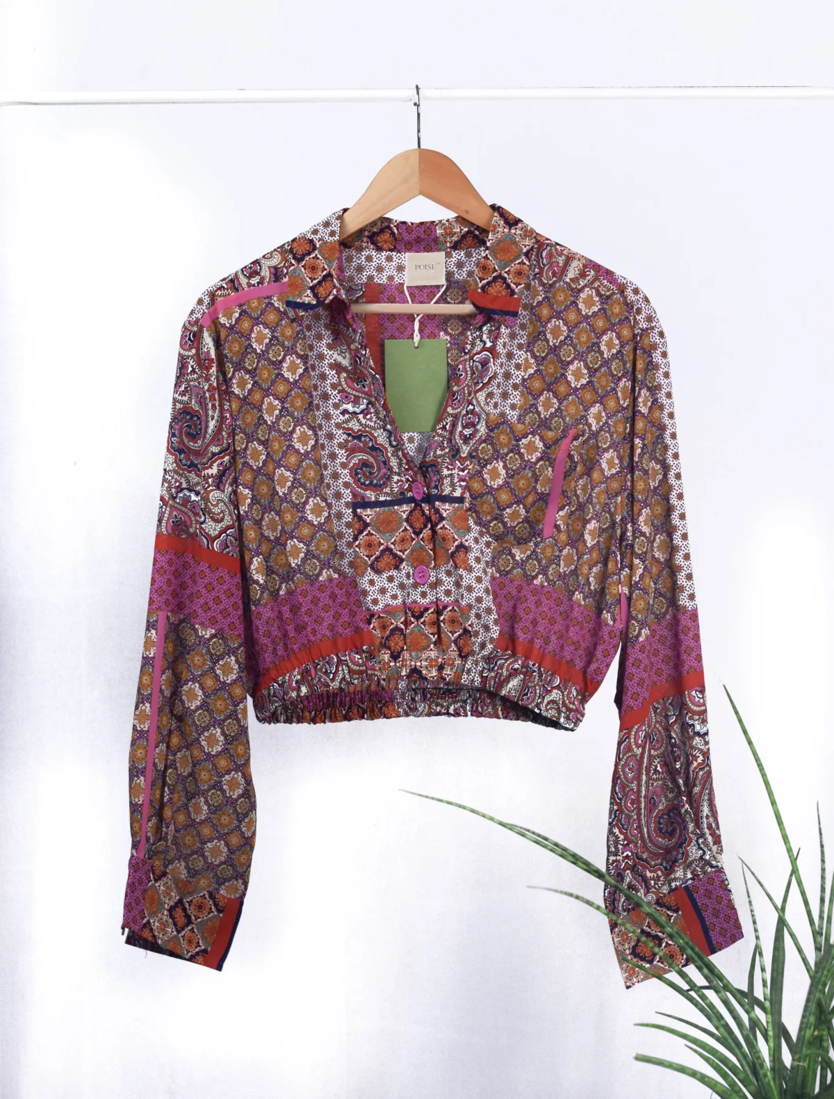 Pink And Red Boho Puff Sleeve Top