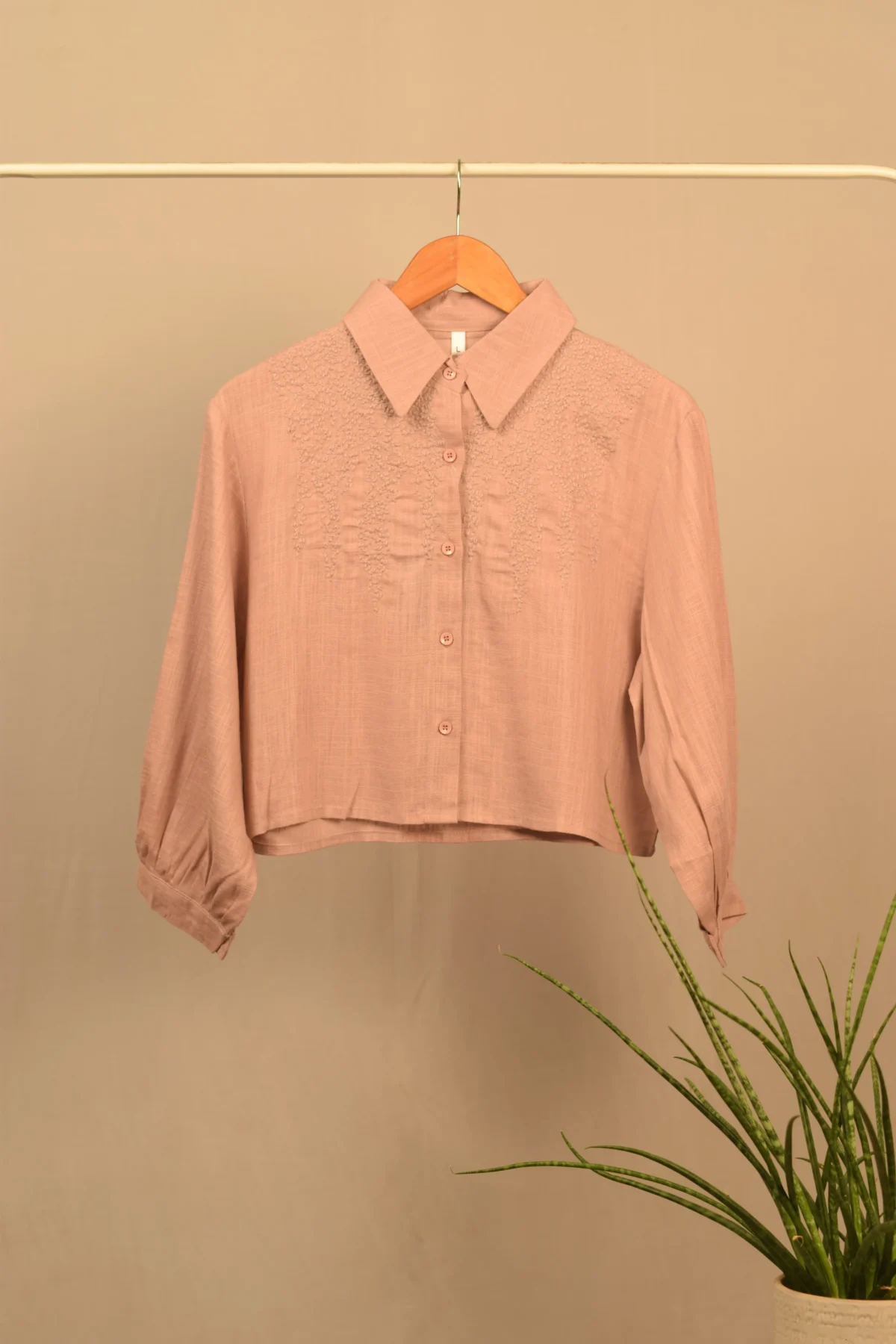 Dark Pink Embroidered Shirt Women