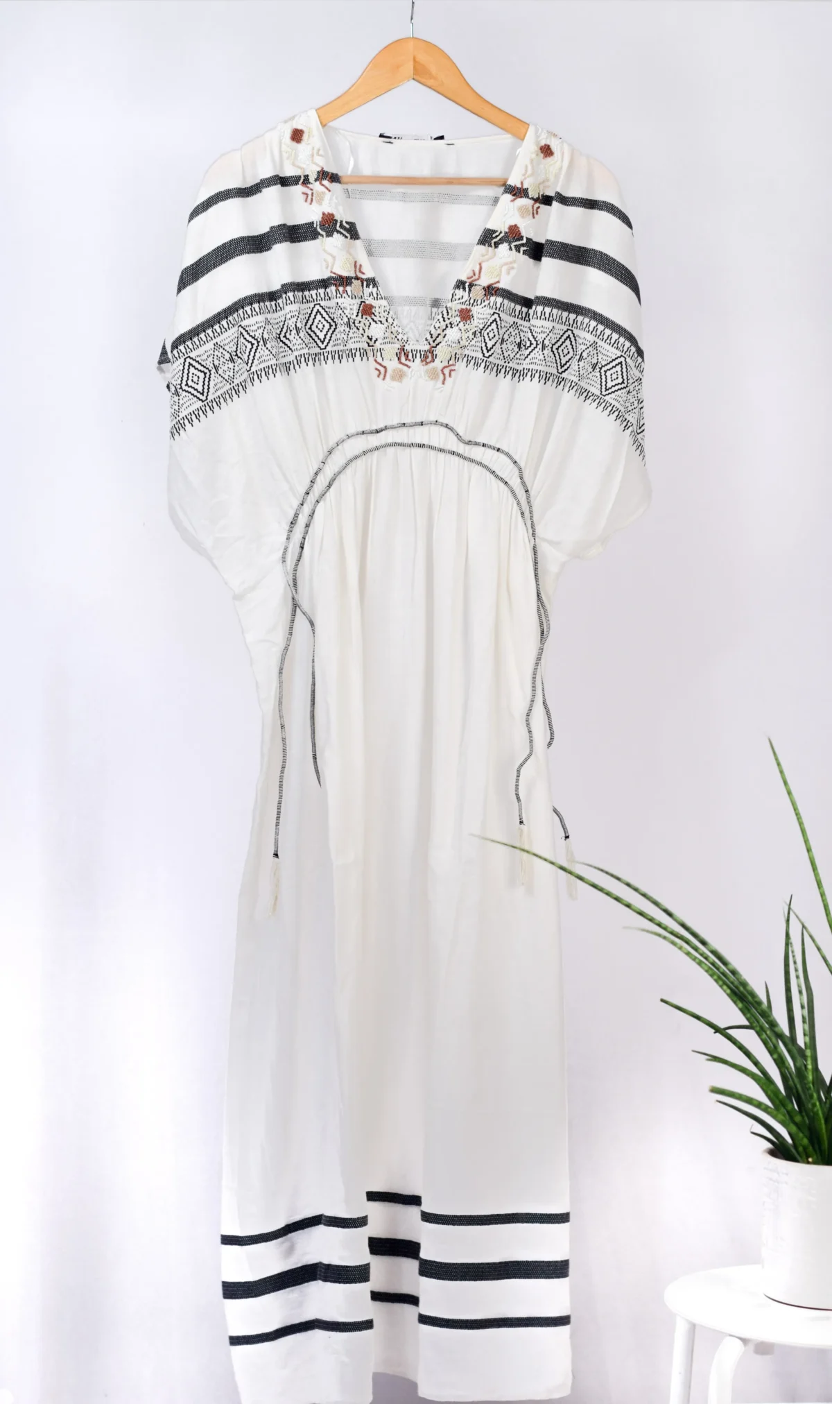 Dress With Beads Long Embroidered Tassels Maxi