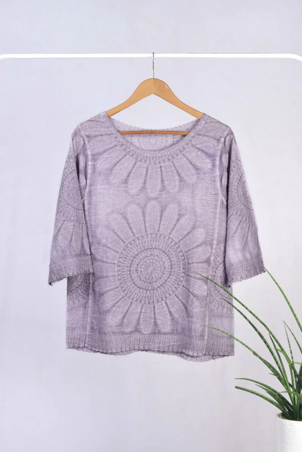 Gray Imported Oversized Cotton Top