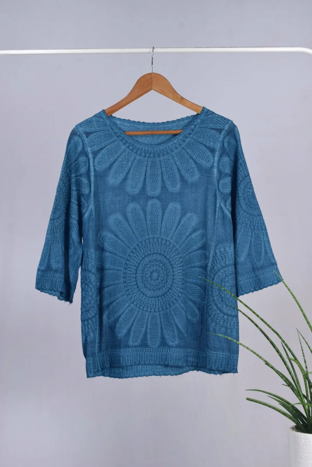 Blue Imported Oversized Cotton Top