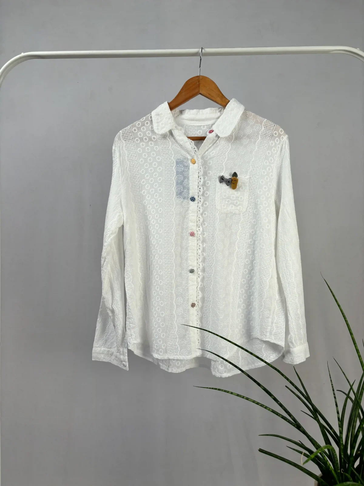 Hand embroidery White Shirt for Women