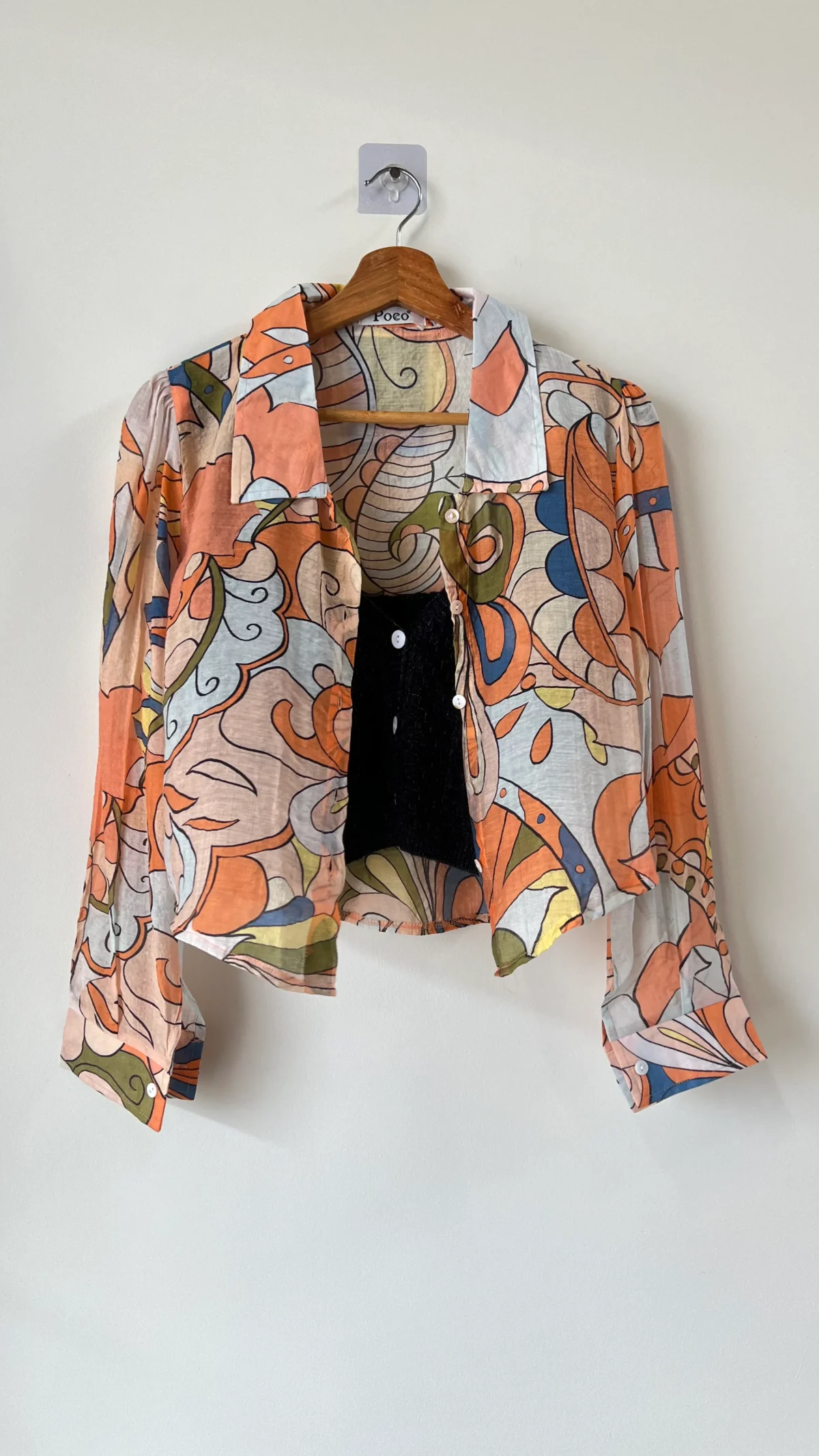 Abstract print orange collar neck top