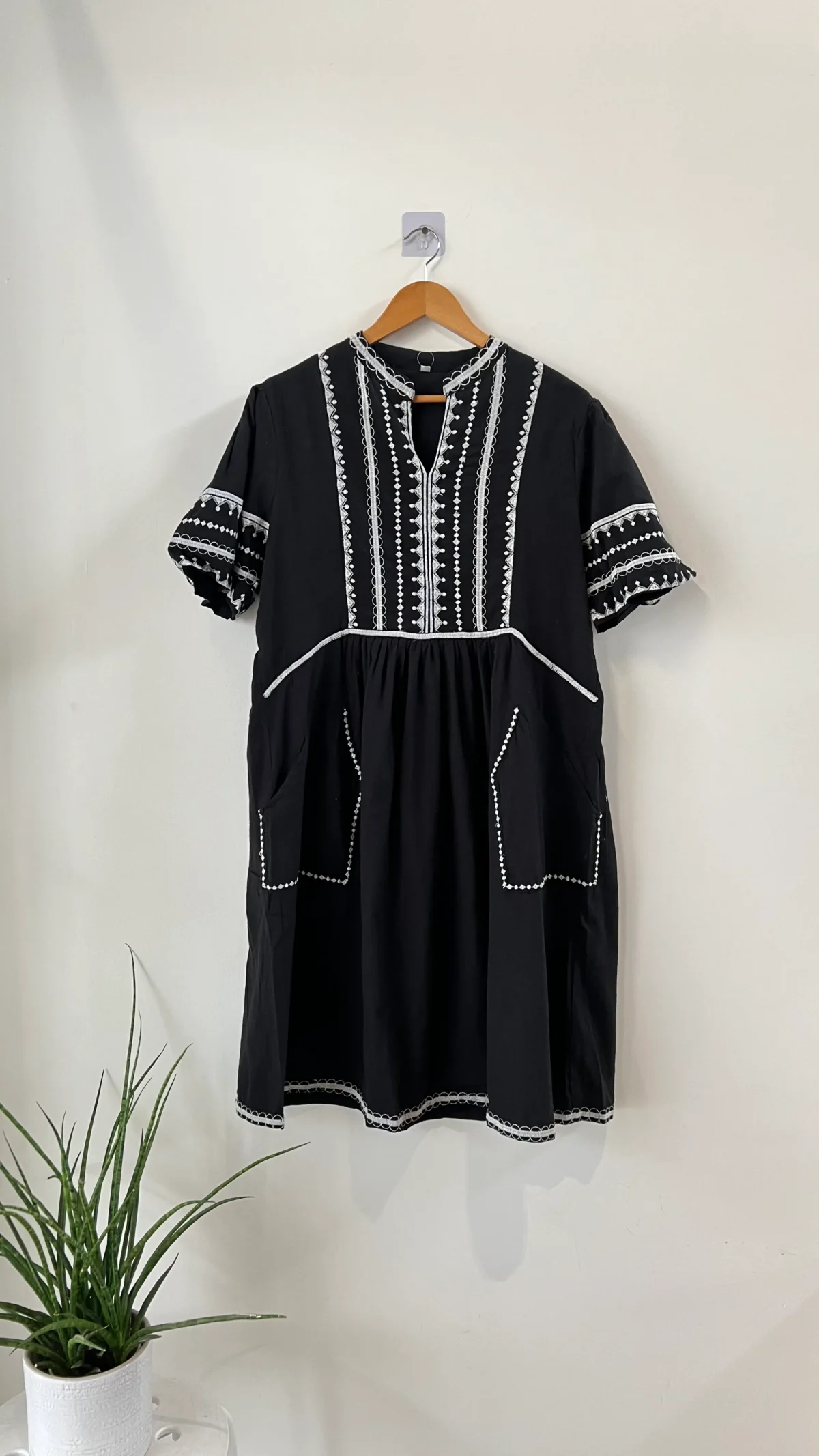 Embroidered V-Neck Cotton Women’s Dress